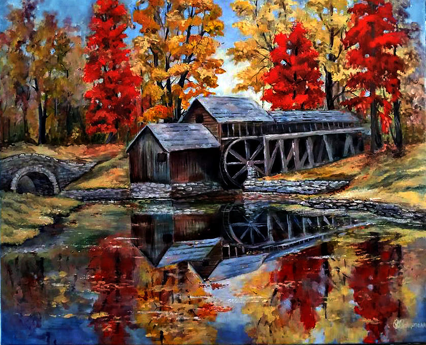 Mabry Mill In Autumn Painting By Sharon Schumann - Fine Art America