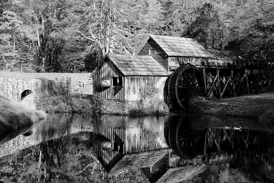 Mabry Mill In Black And White Photograph