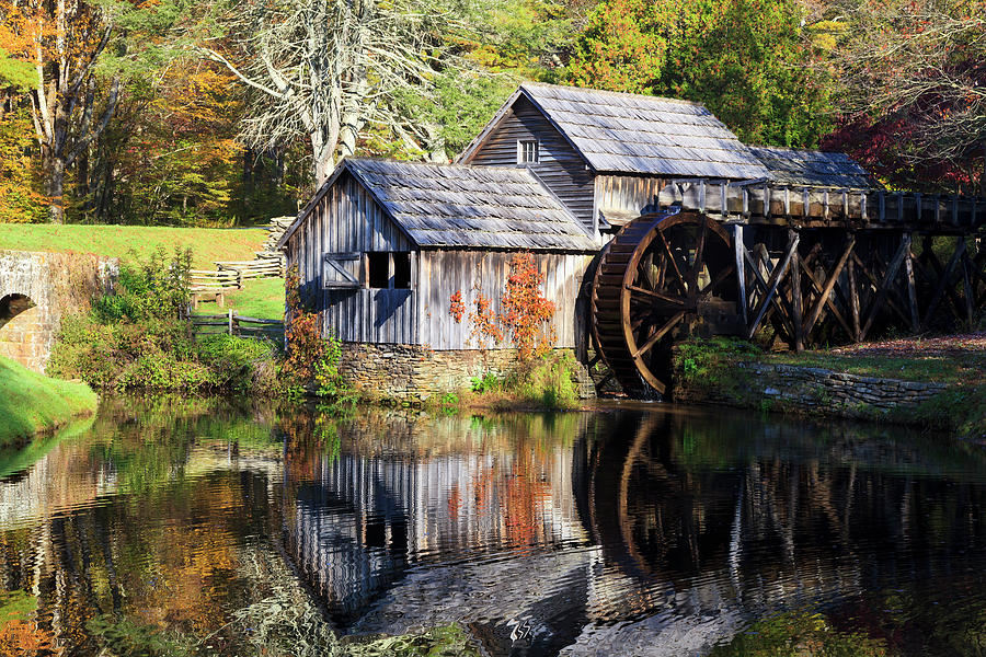 Mabry Mill With Autumn Color Photograph