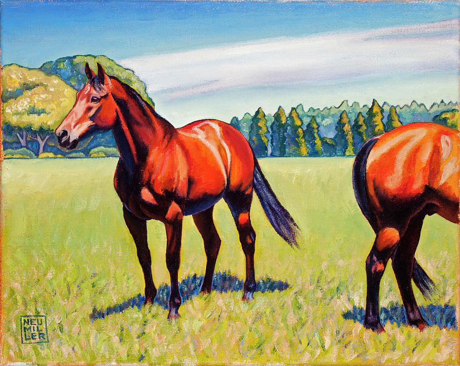 Horse Painting - Mac and Friend by Stacey Neumiller