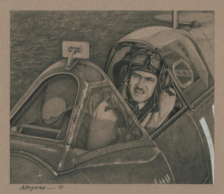 4th Fighter Group Drawing - Mac McPharlin by Wade Meyers