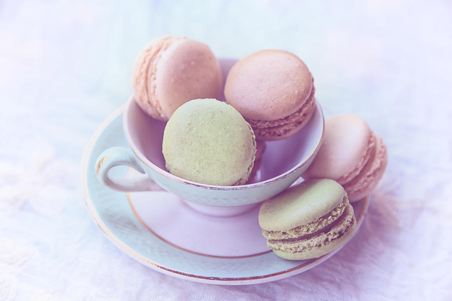 Macarons in a Vintage Cup Photograph by Georgia Clare