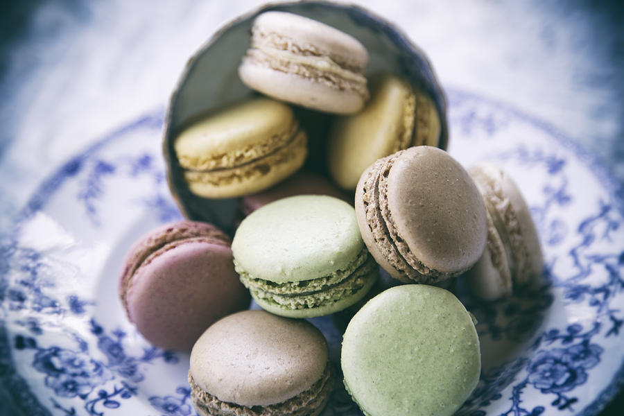 Vintage Photograph - Macarons on a Vintage Plate by Georgia Clare