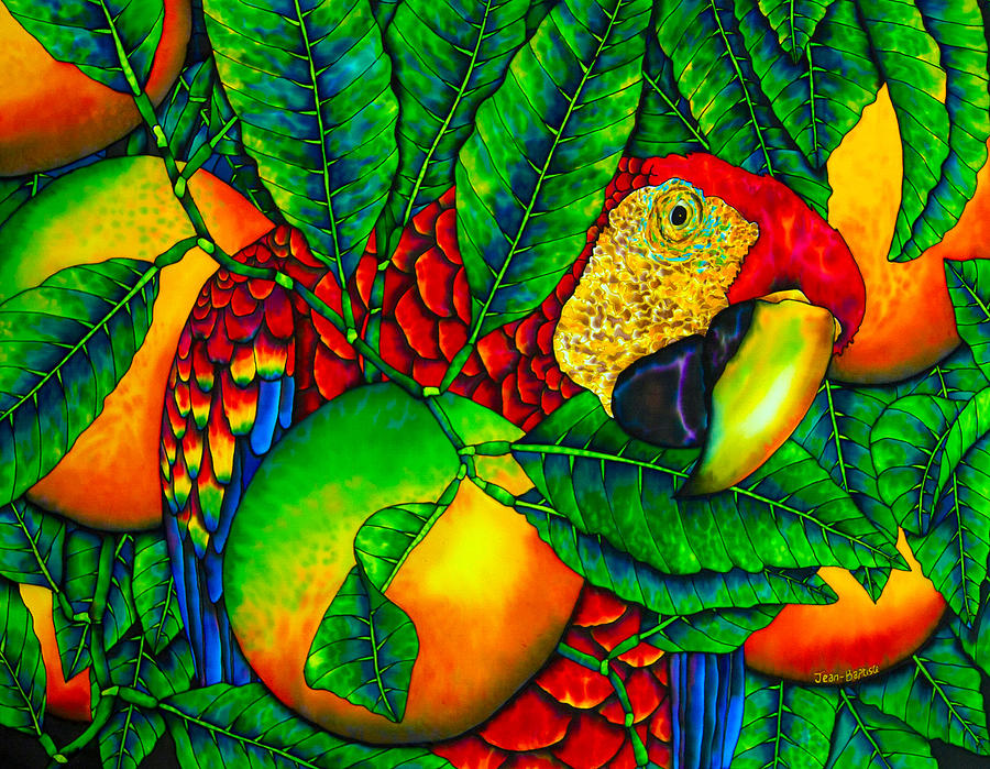 Macaw and Oranges - Exotic Bird Painting by Daniel Jean-Baptiste