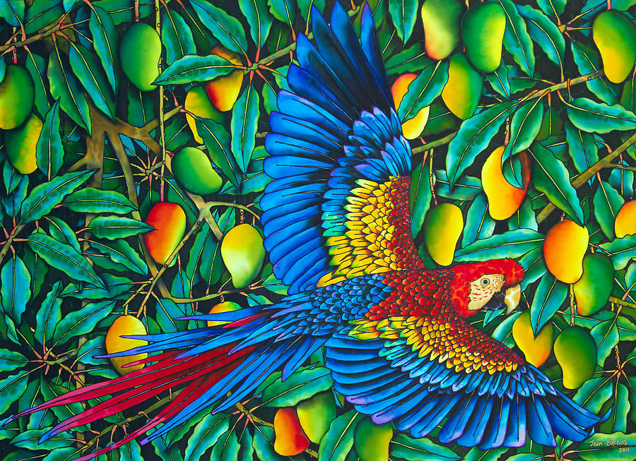 Scarlet Macaw Parrot Painting by Daniel Jean-Baptiste