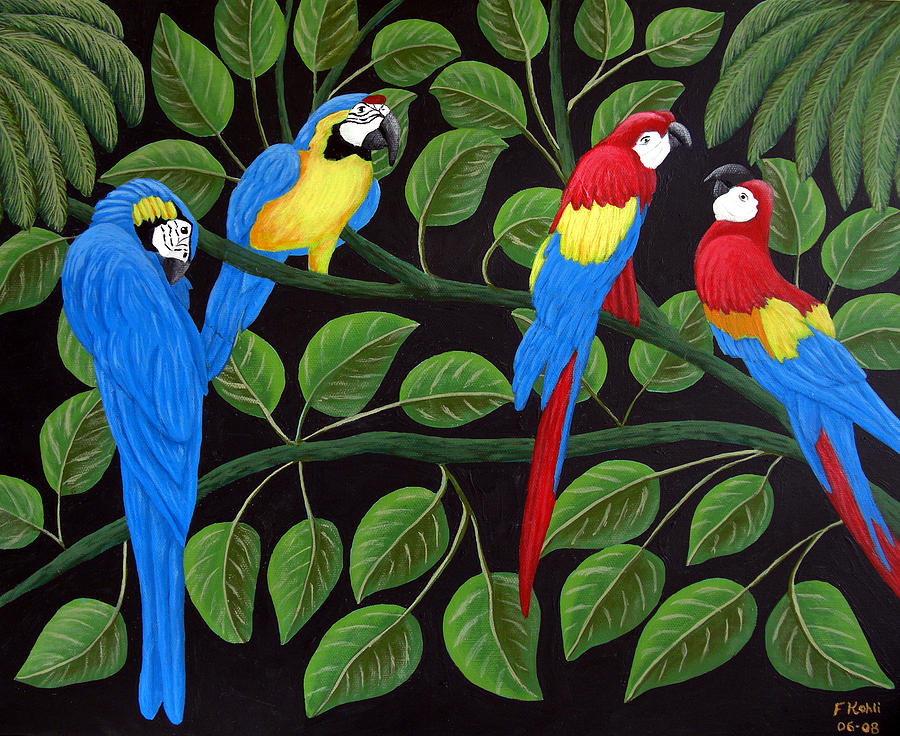 Nature Painting - Macaws by Frederic Kohli