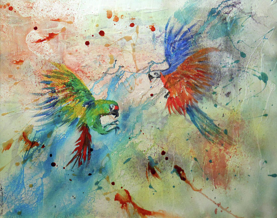 Macaws in Flight by Pam Halliburton Macaws in Flight by Pam Halliburton