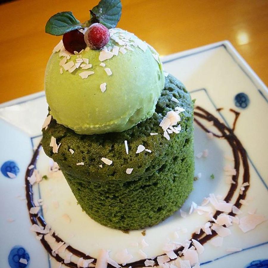 Icecream Photograph - Maccha Sponge Cake With A Scoop Of by Lady Pumpkin