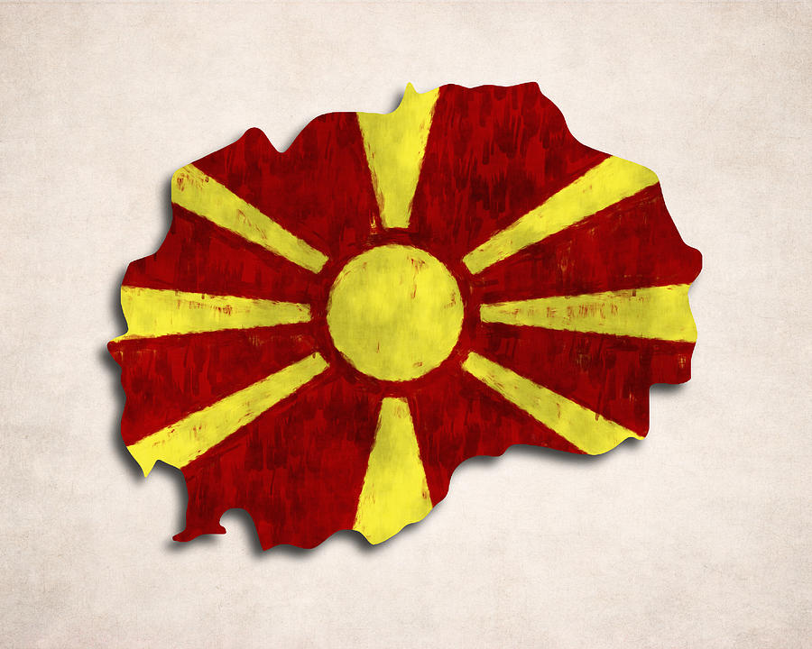 Macedonia Digital Art - Macedonia map art with flag design by World Art Prints And Designs