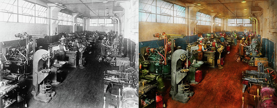 Machinist - Machinists in training 1918 - Side by Side Photograph by Mike Savad