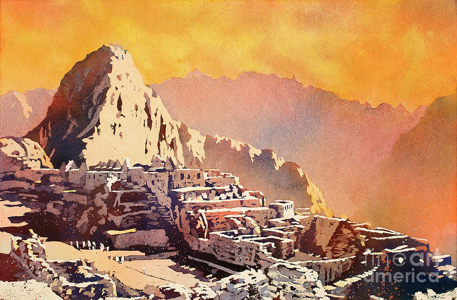 Machu Picchu Sunset Painting by Ryan Fox