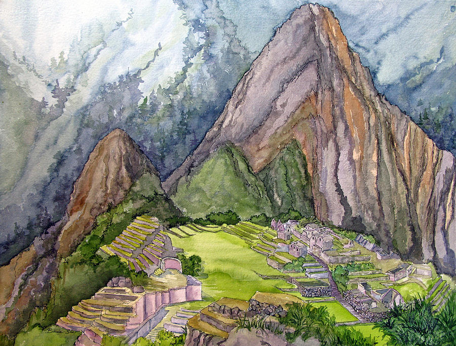 Machu Picchu Painting - Machu Picchu the Lost City of the Incas by Bonnie Sue Schwartz