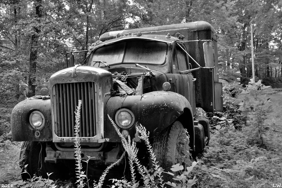 Mack Truck Black And White Photograph by Lisa Wooten