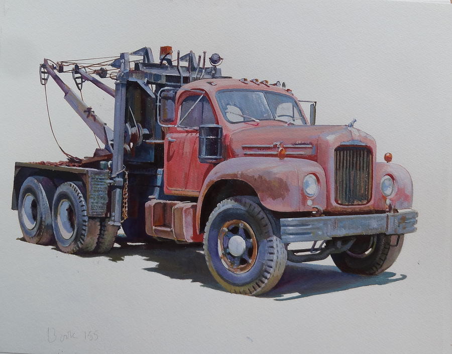 Mack wrecker. Painting by Mike Jeffries
