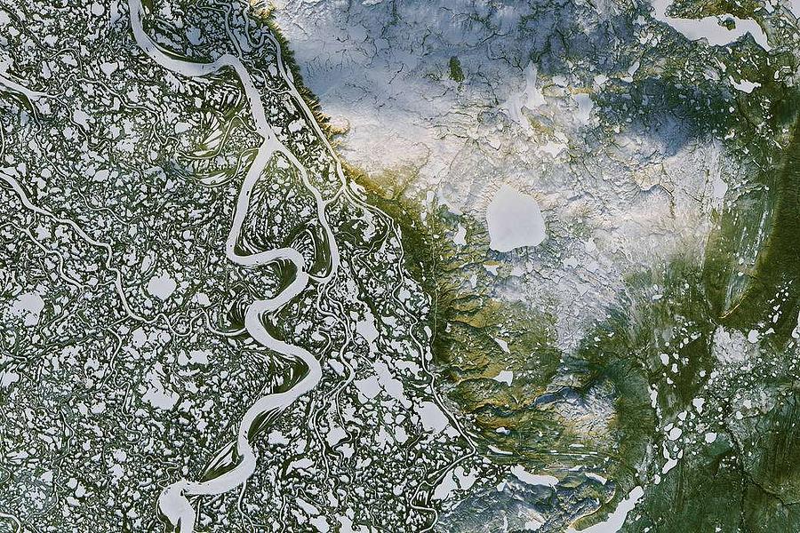 Mackenzie River in Canadas Northwest Territories Painting by Celestial Images