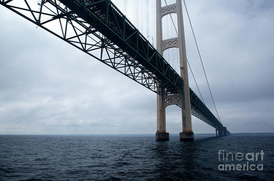 Mackinac Bridge - From The Water Level Photograph by Rich S