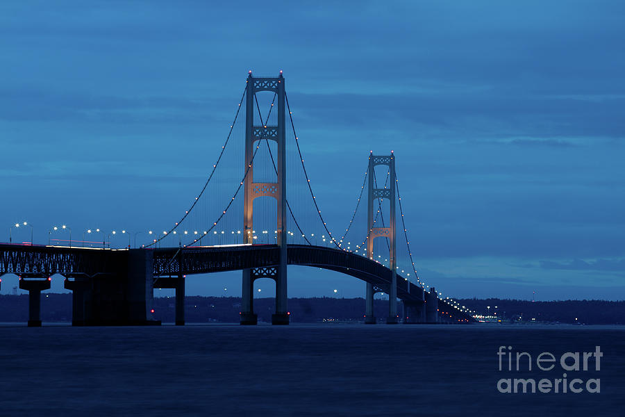 Mackinac Bridge in the Evening Photograph by Rich S