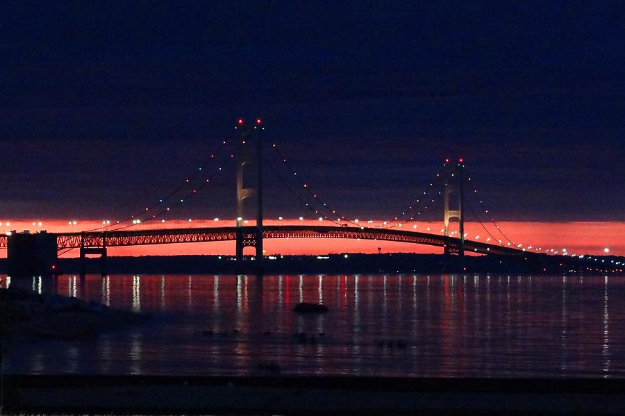 Mackinac Bridge on a June Evening Photograph by Keith Stokes