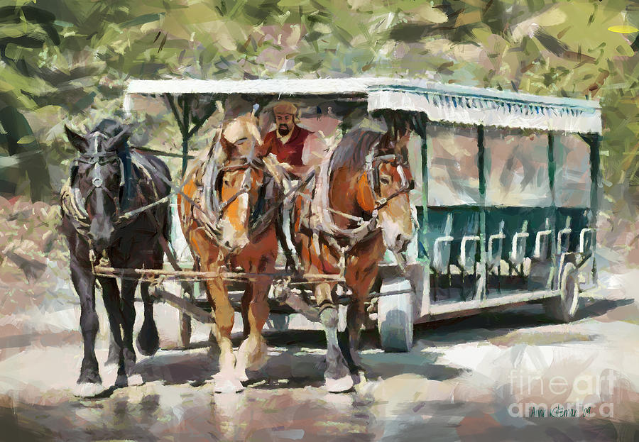 Mackinac Island Transportation - Surrey With the Fringe On Top Painting by Anne Kitzman