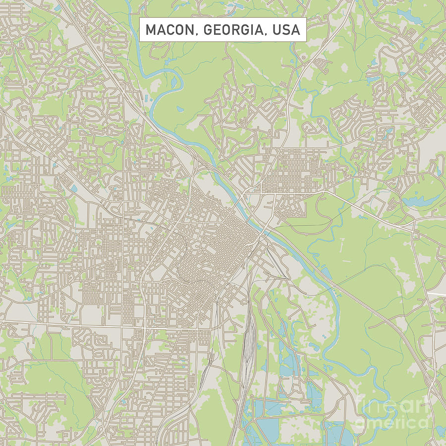 City Digital Art - Macon Georgia US City Street Map by Frank Ramspott