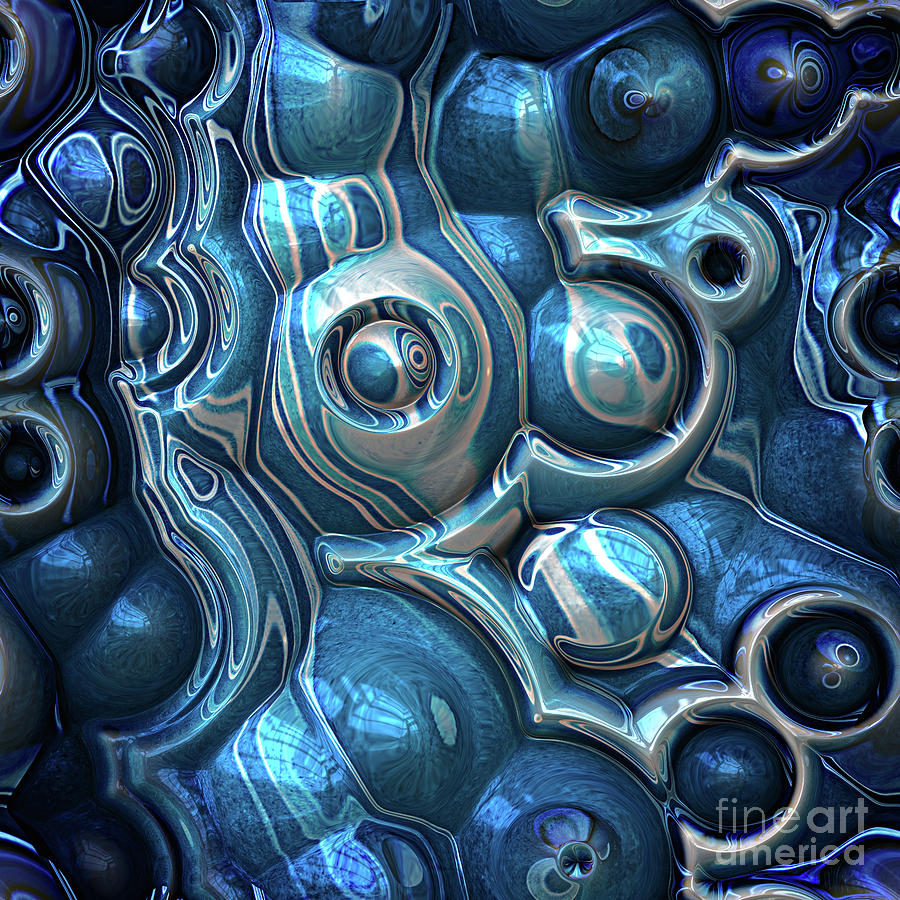 Macro 3D Blue Reflections Digital Art by Phil Perkins