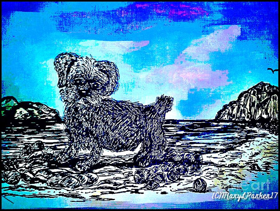  Macy At the  Beach  Mixed Media by MaryLee Parker