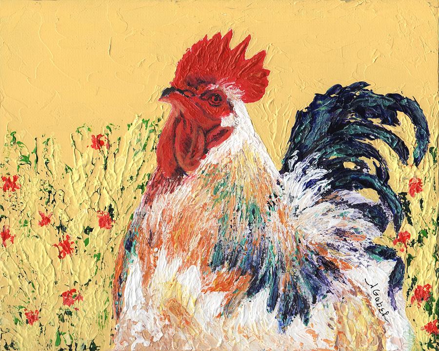 Chicken Painting - Mad Max with Poppies by Laura Gabel