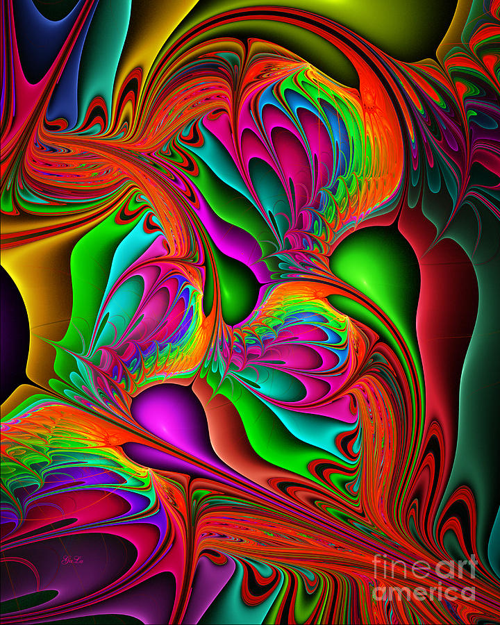 Abstract Digital Art - Mad Rainbow by Galina Lavrova