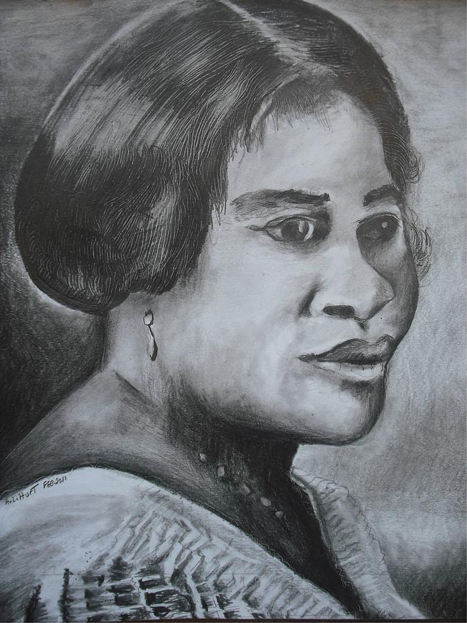 Black And White Drawing - Madam  C.J. Walker by Anthony L  Robert S Hurt