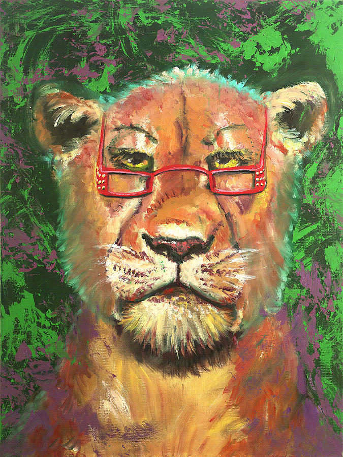 Lion Painting - Madam Lion by Peter Bonk Lion Painting - Madam Lion by Peter Bonk