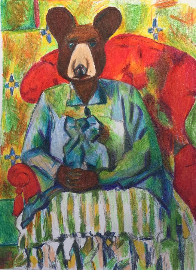 Madame Bear in a Chair Mixed Media by Danielle Klein - Fine Art America