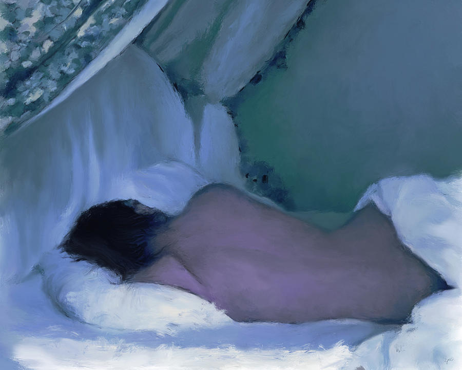 Nude Painting - Feather Bed by Kimberly Potts