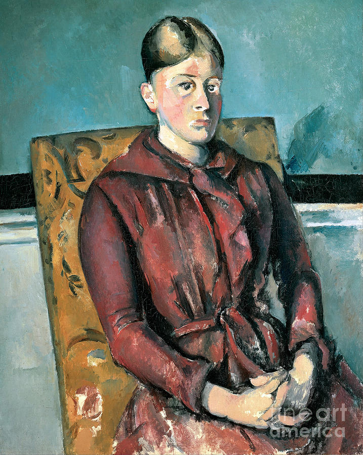 Madame Cezanne In A Yellow Armchair Painting by Cezanne