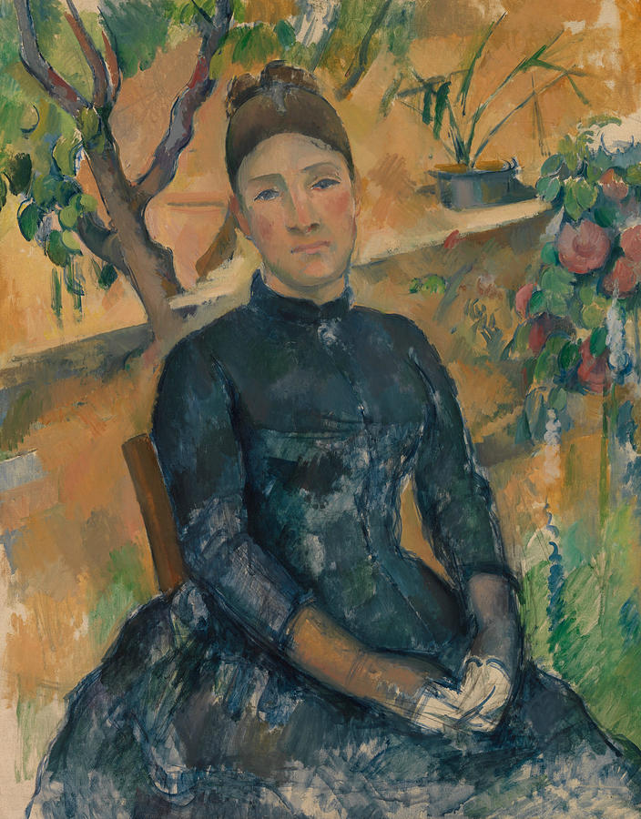 Madame Cezanne in the Conservatory Painting by Paul Cezanne