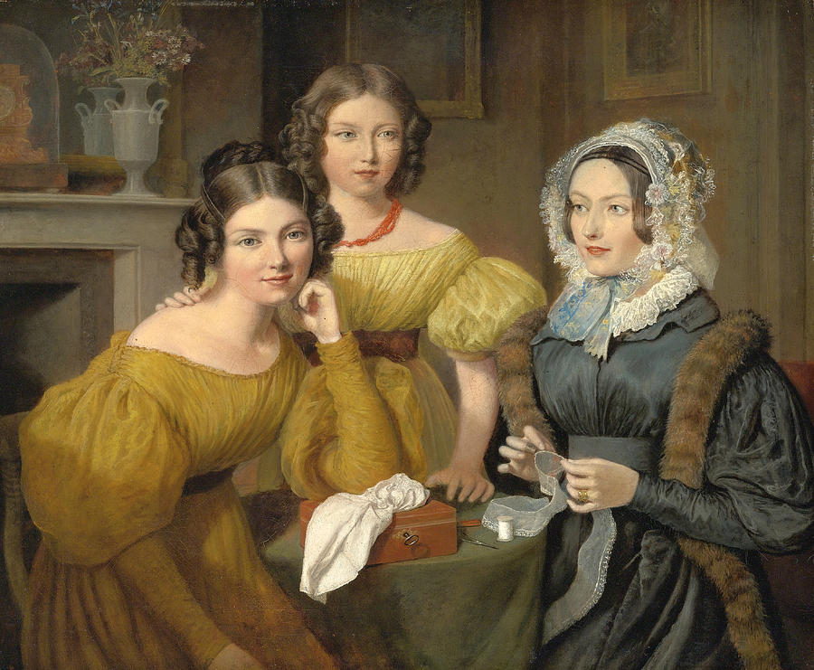 Madame Vieyres and her Daughters Painting by Jacques-Laurent Agasse