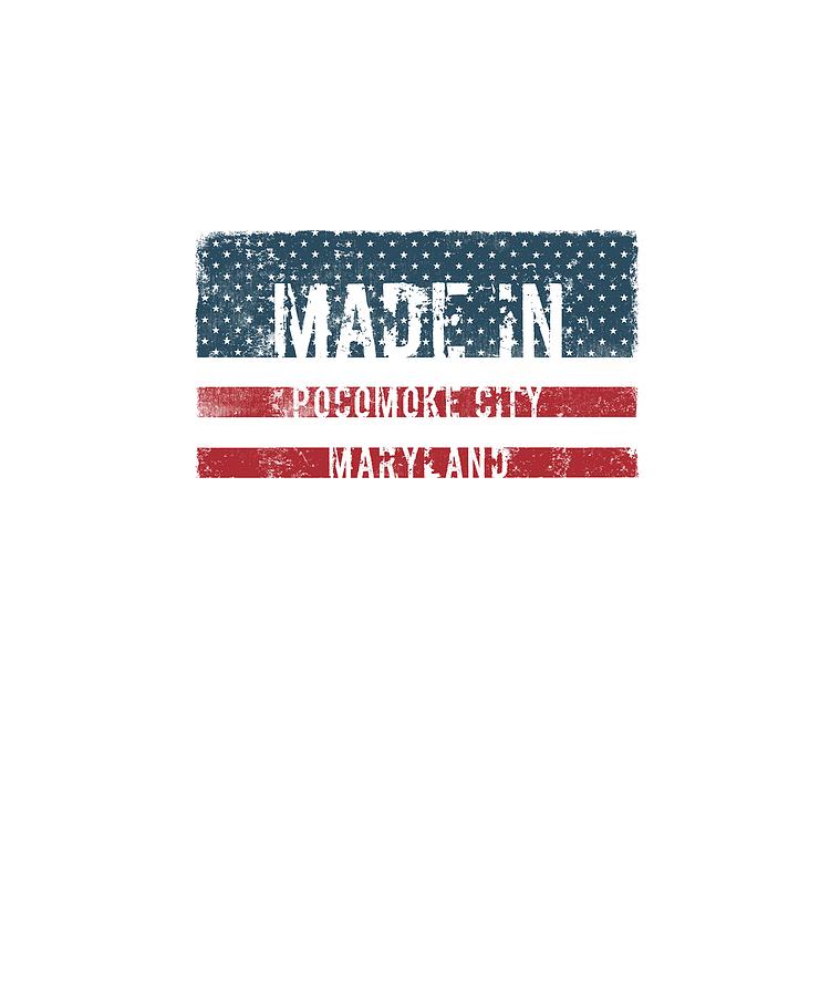 Flag Digital Art - Made in Pocomoke City, Maryland by Tinto Designs