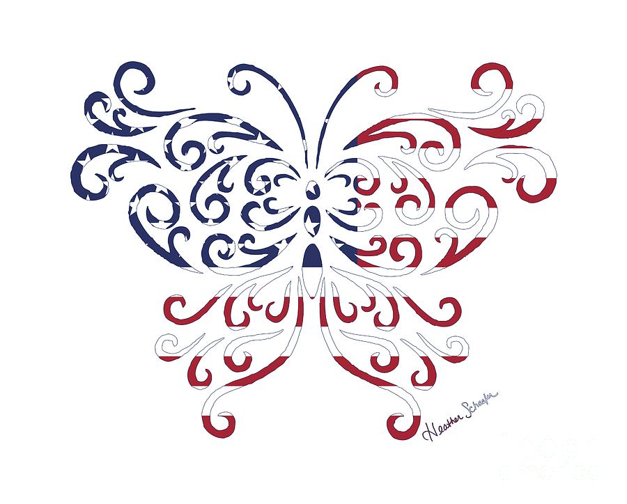 Made in the USA Tribal Butterfly Digital Art by Heather Schaefer
