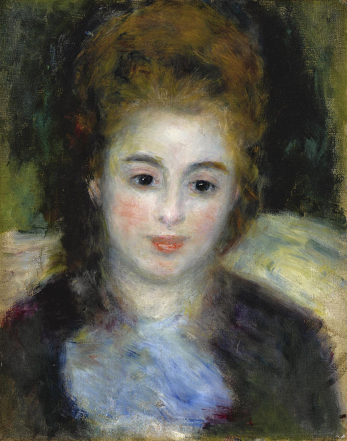 Mademoiselle Henriot or Young Girl with a blue Ribbon Painting by Pierre-Auguste Renoir