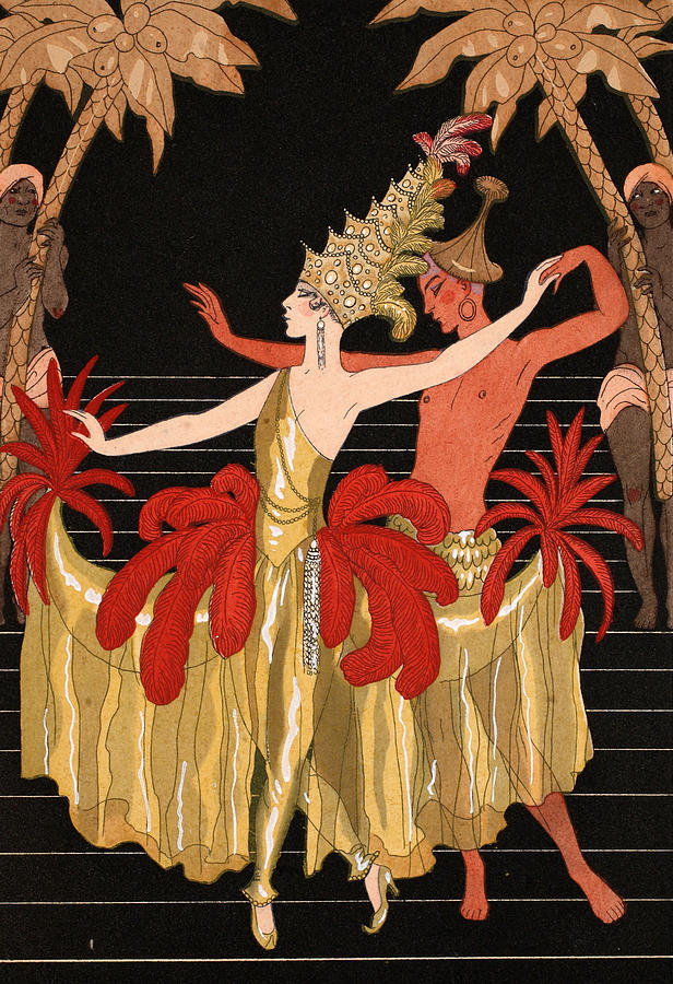 Georges Barbier Painting - Mademoiselle Sorel at the Grand Prix Ball by Georges Barbier