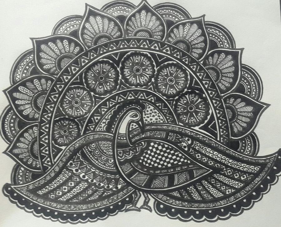 Beautiful Peacock MADHUBANI PAINTING Step by Step tutorial for beginners   YouTube