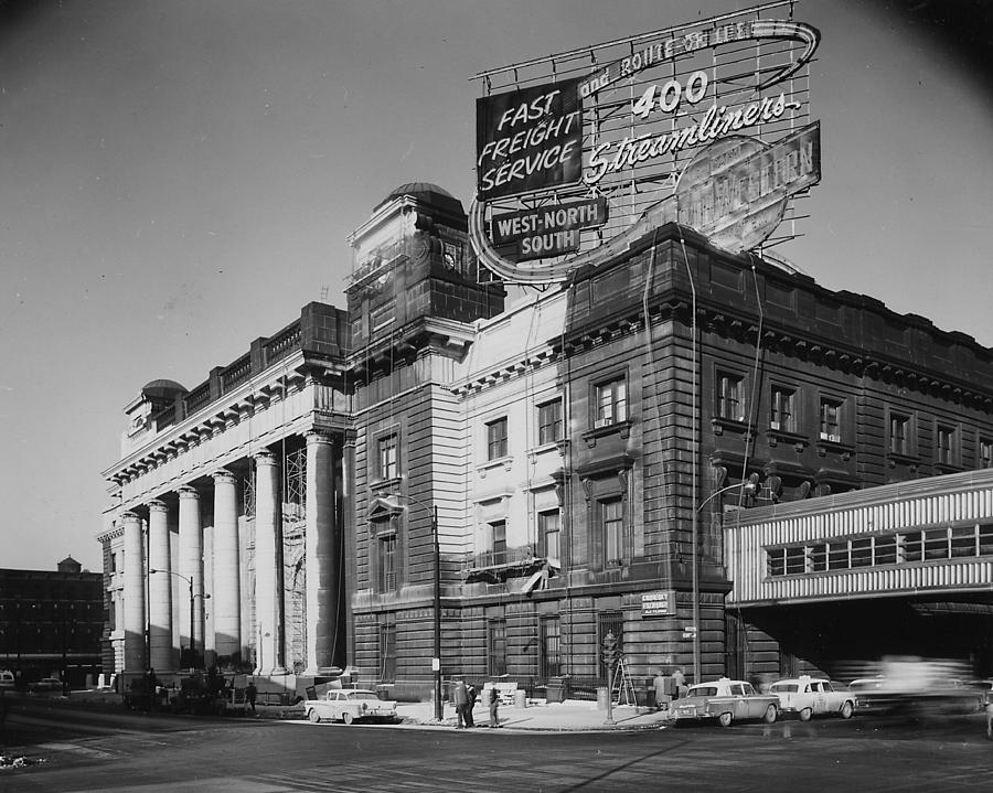 Madison Street Station With Sign for 400  - 1940 Photograph by Chicago and North Western Historical Society