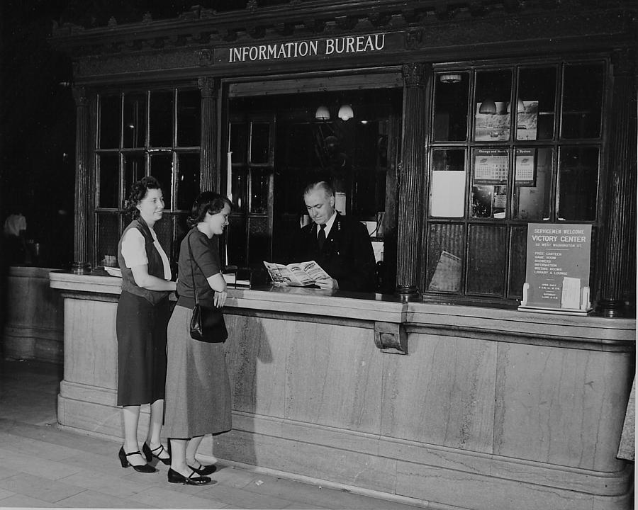 Madison Street Station Information Bureau -1940 #2 Photograph by Chicago and North Western Historical Society