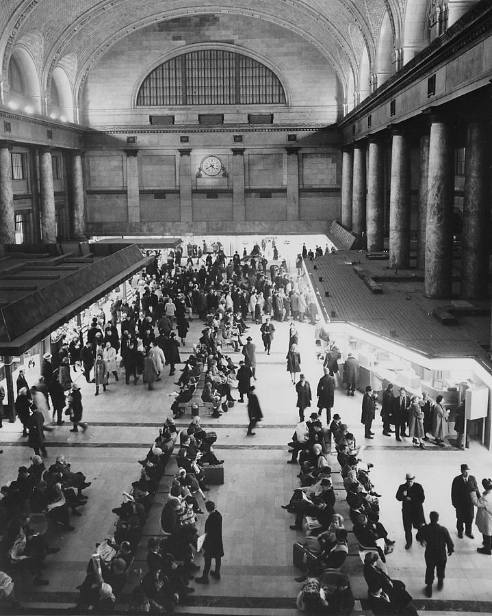 Madison Street Station Main Lobby - 1940 Photograph by Chicago and North Western Historical Society