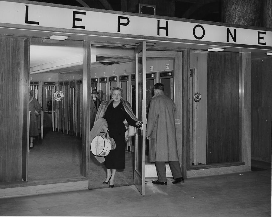 Madison Street Station Telephone Lobby - 1960 Photograph by Chicago and North Western Historical Society