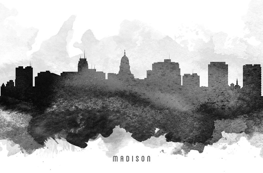 Madison Painting - Madison Cityscape 11 by Aged Pixel