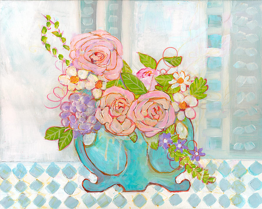 Madison Rose Flowers Painting by Blenda Studio