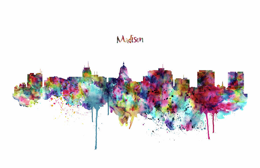 Madison Skyline Silhouette Painting by Marian Voicu