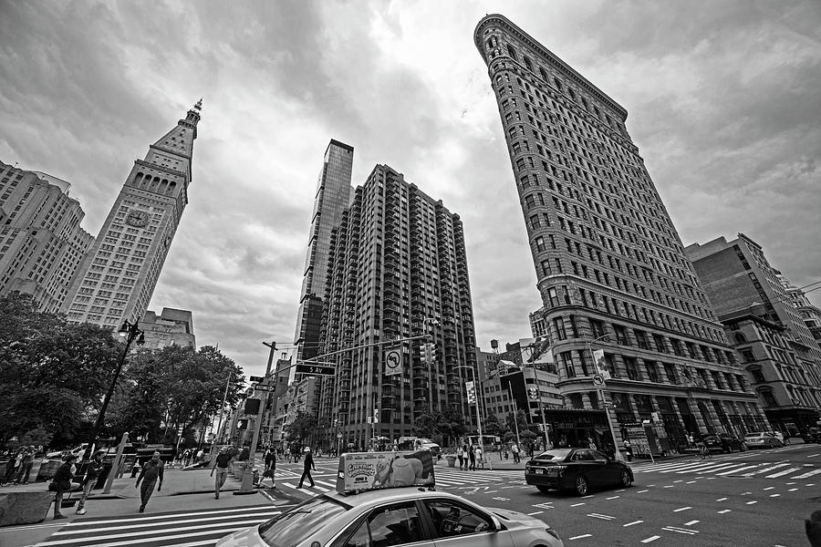 Madison Square Flatiron and Clock Tower New York NY Black and White Photograph by Toby McGuire
