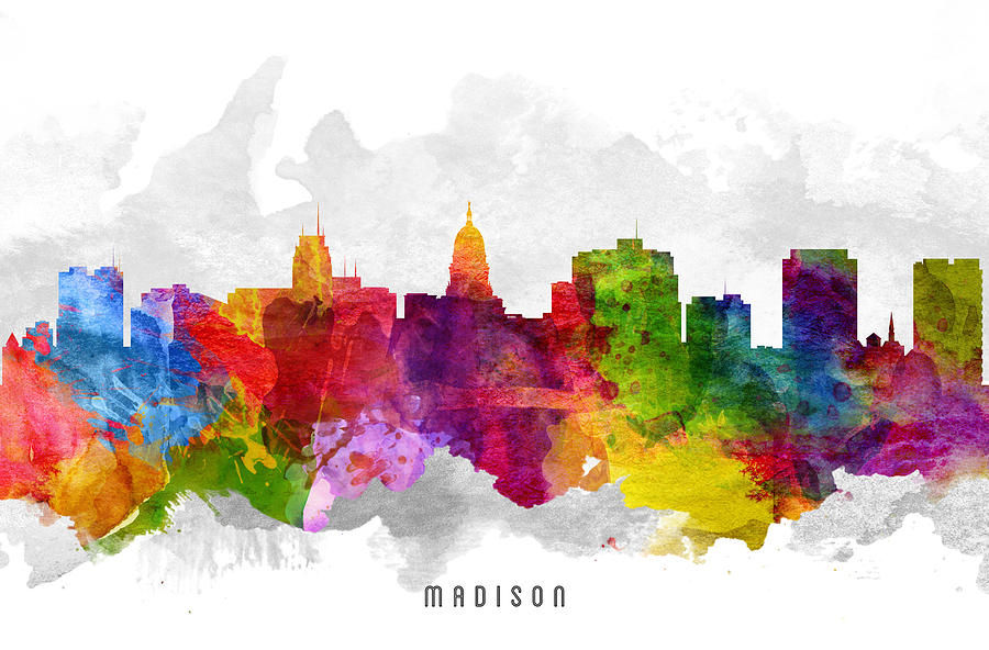 Madison Painting - Madison Wisconsin Cityscape 13 by Aged Pixel