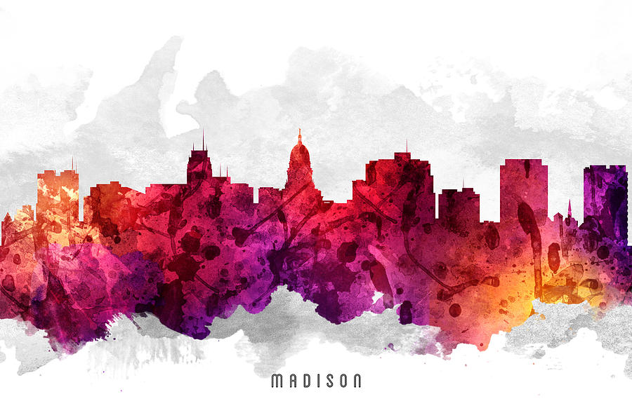 Madison Painting - Madison Wisconsin Cityscape 14 by Aged Pixel